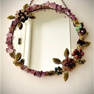 Flora Gemstone encrusted wall hanging mirror